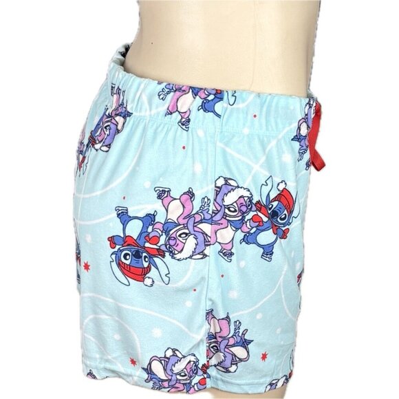 Disney XL Blue Lilo & Stitch Skating Graphic Velour Short Sleeve & Short PJ Set - Picture 7 of 10